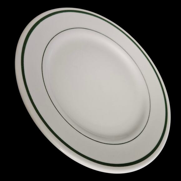 Buffalo China Green Band 9" Restaurant Ware Plates Set of 2 – Heavy Duty USA - Picture 1 of 5